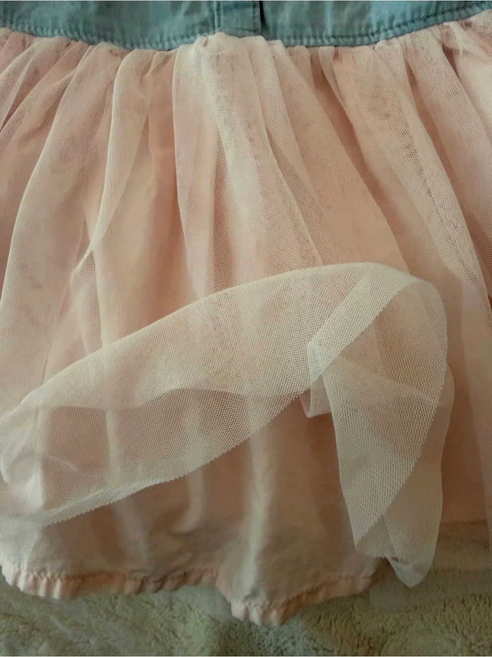 OshKosh B'gosh Light Blue Denim-Style Top with Pink Tulle Skirt